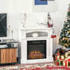 32" Electric Fireplace with Mantel, Freestanding Heater with LED Log Flame, Shelf and Remote Control, 1400W, White