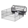 35"L Small Animal Cage Bunny Playpen with Main House with Rolling Wheel Guinea Pigs, Chinchilla Cage