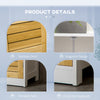Bathroom Floor Cabinet, Side Storage Organizer Cabinet with Bamboo Doors, Adjustable Shelves for Bathroom, White and Natural