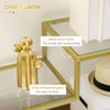 Gold Console Table, 39" Tempered Glass Sofa Table, Narrow Entryway Table with Storage Shelves, Steel Frame for Living Room, Hallway