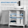 Modern Under Sink Cabinet with 2 Doors, Pedestal Under Sink Bathroom Cupboard with Adjustable Shelves, Grey and White