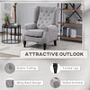 Button-Tufted Accent Chair with High Wingback, Rounded Cushioned Armrests and Thick Padded Seat, Set of 2, Gray