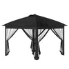 11' x 11' Pop Up Canopy, Foldable Canopy Tent with Solar LED Light System, Remote Control, Zippered Mesh Sidewalls, Adjustable Height and Carrying Bag for Backyard Garden Patio, Black