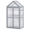 32" x 19" x 54" Garden Wooden Cold Frame Greenhouse Flower Planter Protection w/ Adjustable Shelves, Double Doors - Grey