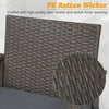 3 PCS Rattan Wicker Bar Set with Wood Grain Top Table and 2 Bar Stools for Outdoor, Patio, Poolside, Garden, Grey
