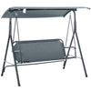 3-Person Porch Swing with Stand, Outdoor Swing for Patio Porch with Adjustable Tilt Canopy and Swing Bench-Style Seat, Steel Frame, Grey