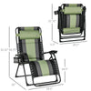 Zero Gravity Lounger Chair, Folding Reclining Patio Chair, with Cup Holder and Headrest, for Events and Camping, Green