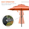9' 3-Tier Patio Umbrella, Outdoor Market Umbrella with Crank and Push Button Tilt for Deck, Backyard and Lawn, Orange
