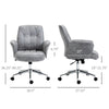 Leisure Office Chair with Adjustable Seat Modern Design Mid Back Swivel Computer Desk Home Study Bedroom Wheels Light Grey