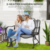 Metal Park Bench for Front Porch, Loveseat Like 2 Person, Armrests, Steel Frame, European Antique Style Outdoor Furniture, Black