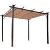 10' x 10'  Outdoor Retractable Pergola Canopy, Aluminum Patio Pergola, Backyard Shade Shelter for Porch Party, Garden, Grill Gazebo - Brown