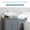 Under Sink Bathroom Cabinet with 2 Doors and Shelf, Pedestal Sink Bathroom Vanity Furniture, Grey