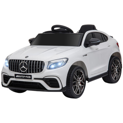 12V Ride On Toy Car for Kids with Remote Control, Mercedes Benz AMG GLC63S Coupe, 2 Speed, with MP3, Electric Light, Horn, Suspension, White