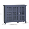 Modern Kitchen Sideboard, Buffet Cabinet with 2 Storage Cupboard, Glass Doors, Round Legs for Living Room, Bedroom, Grey