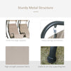 Modern 2-Seater Outdoor Patio Swing Chair, Porch Seats with Cup Holder and Removeable Canopy, Beige