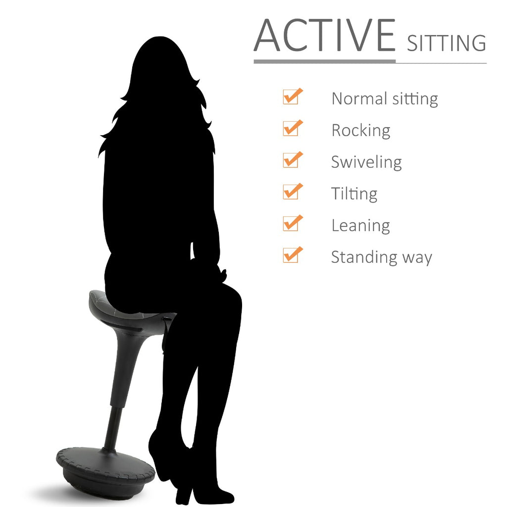 Lift Wobble Stool Standing Chair with 360Â° Swivel, Tilting Balance Chair with Adjustable Height and Saddle Seat for Active Sitting, Grey