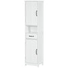 Modern Bathroom Cabinet, Narrow Storage Cabinet with Open Shelf, Drawer, Recessed Doors and Adjustable Shelves, White