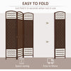 3 Panel Folding Room Divider Portable Privacy Screen Wave Fiber Room Partition for Home Office Brown
