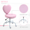 Love Shape Swivel Leisure Chair on Wheels Upholstery Home Office Computer Chair Linen Fabric Vanity Seat for Girls Women