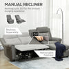 L-Shaped Sofa, Manual Reclining Sectional with Chaise Ottoman, Storage Console, Cup Holders, USB Charging, Gray