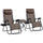 Zero Gravity Lounger Chair Set of 3, Folding Reclining Patio Chair with Side Table, Cup Holder and Headrest for Poolside, Camping, Brown