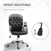 Rolling Chair Armchair Vanity Middle Back Office Chair Tufted Backrest Swivel Rolling Wheels Task Chair With Height Adjustable And Armrests