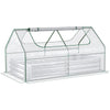 Galvanized Raised Garden Bed with Mini Greenhouse Cover, Outdoor Metal Planter Box with 2 Roll-Up Windows for Growing Flowers, Fruits, Vegetables, and Herbs, 73" x 38" x 36", Clear