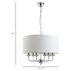 6-Light Modern Chandelier Candle Pendant Light Fabric Lampshades with Adjustable Hanging Chain for Living Room  Dining Room  Kitchen  White
