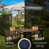 9' x 7' Patio Umbrella Outdoor Table Market Umbrella with Crank, Solar LED Lights, 45Â° Tilt, Push-Button Operation, for Deck, Pool, White