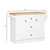 Kitchen Island, Kitchen Cart with Rubberwood Tabletop, Spice Rack for Dining Room, Kitchen Island Cart, White