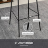 29.5" Seat Height Bar Stools Set of 2, Upholstered Bar Chairs, Armless Barstools with Back, Steel Legs, Grey