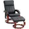 Recliner Chair with Ottoman, Electric Faux Leather Recliner with 10 Vibration Points and 5 Massage Mode, Reclining Chair with Remote Control, Swivel Wood Base and Side Pocket, Black