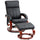 Recliner Chair with Ottoman, Electric Faux Leather Recliner with 10 Vibration Points and 5 Massage Mode, Reclining Chair with Remote Control, Swivel Wood Base and Side Pocket, Black