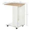 C-Shaped Sofa Side Table Mobile End Table with Storage and Wheels for Living Room, Bedroom, Office, White