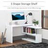 L-Shaped Desk, Versatile Office Desk, Corner Desk with 360Â° Rotating Design and S-Shaped Storage Shelf, L-Shaped Computer Desk, White