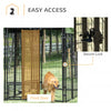 Outdoor Dog Kennel, Lockable Pet Playpen Crate, Welded Wire Steel Fence, with Water-, UV-Resistant Canopy, Rotating Bowl Holders, Door