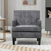 Modern Accent Chair, Upholstered Living Room Chair with Solid Wood Legs and Nailhead Trim, Armchair for Living Room, Bedroom, Home Office, Dark Gray