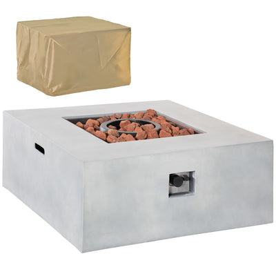 36 Inch Square Propane Fire Pit Table, 50,000BTU Auto Ignition Gas Firepit with Protective Cover, Lava Rocks, CSA Certification for Outdoor