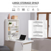 Wall Mounted Folding Table, Foldable Desk, Convertible Desk, Modern Home Office Desk with Shelf and Multiple Storage Compartments, White