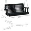 46" 2-Person Porch Swing Wooden Patio Swing Bench with Cup Holders, Slatted Design, & Chains Included, 440lb Weight Capacity, Black