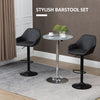 Bar Stools, Bar stools with Backs, Foot Rest, Round Base and Soft PU Leather for Kitchen, Bar, Swivel Bar Stools, Black