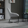Modern Accent Chair Leisure Fabric Mid Back Chair Livingroom Funiture with X-Shaped Metal Frame and Curved Back, Grey