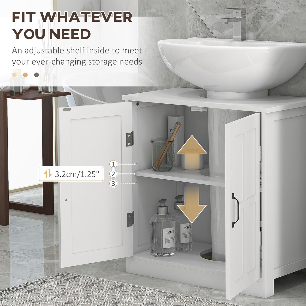 Bathroom Sink Cabinet, Pedestal Sink Cabinet with Adjustable Shelf, Wh