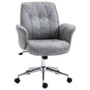 Leisure Office Chair with Adjustable Seat Modern Design Mid Back Swivel Computer Desk Home Study Bedroom Wheels Light Grey