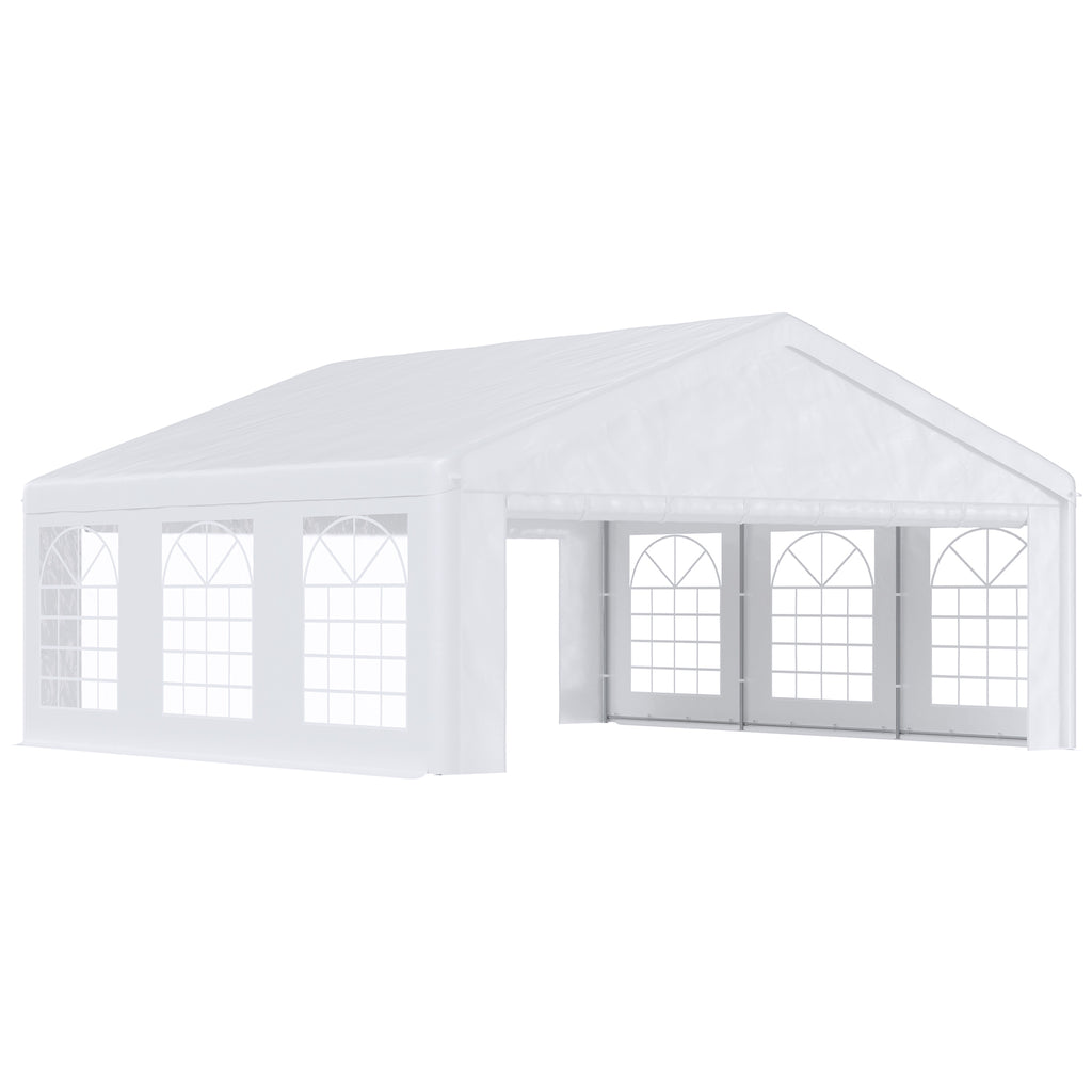 20' x 20' Heavy-duty Large Wedding Tent, Outdoor Carport Garage Party Tent, Patio Gazebo Canopy with Sidewall, White