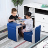 Kids Sofa 2-in-1 Multi-Functional Table Chair Set 2 Seat Couch Storage Box Soft Sturdy Blue