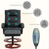 Massage Recliner Chair with Ottoman, Electric Faux Leather Recliner with 10 Vibration Points and 5 Massage Mode, Swivel Reclining Chair with Remote Control, Wood Base and Side Pocket, Black