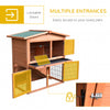 40" Wooden Rabbit Hutch Bunny Cage Small Animal House with No Leak Tray, Ramp, Weatherproof Roof for Outdoor