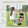 3 in 1 Kids Swing Set Double Face to Face Swing Chair & Glider Set Climbing Ladder Outdoor Heavy Duty Metal Swing Set for Backyard Playground