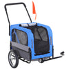 2-in-1 3 Wheel Pet Jogging Stroller Bike Trailer - Blue / Grey